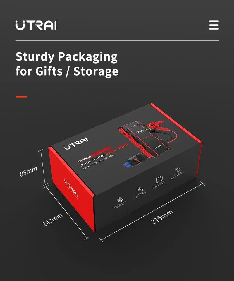 UTRAI 1000A Starthilfe Power Bank Startgerät Tragbarer Notfall-Booster für 12V Fahrzeuge Kleine LKWs