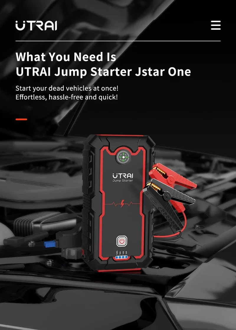 UTRAI 2000A Starthilfe Power Bank Tragbares Ladegerät Ausgangsgerät Für 8.0L/6.0L Notfall Autobatterie Starthilfe