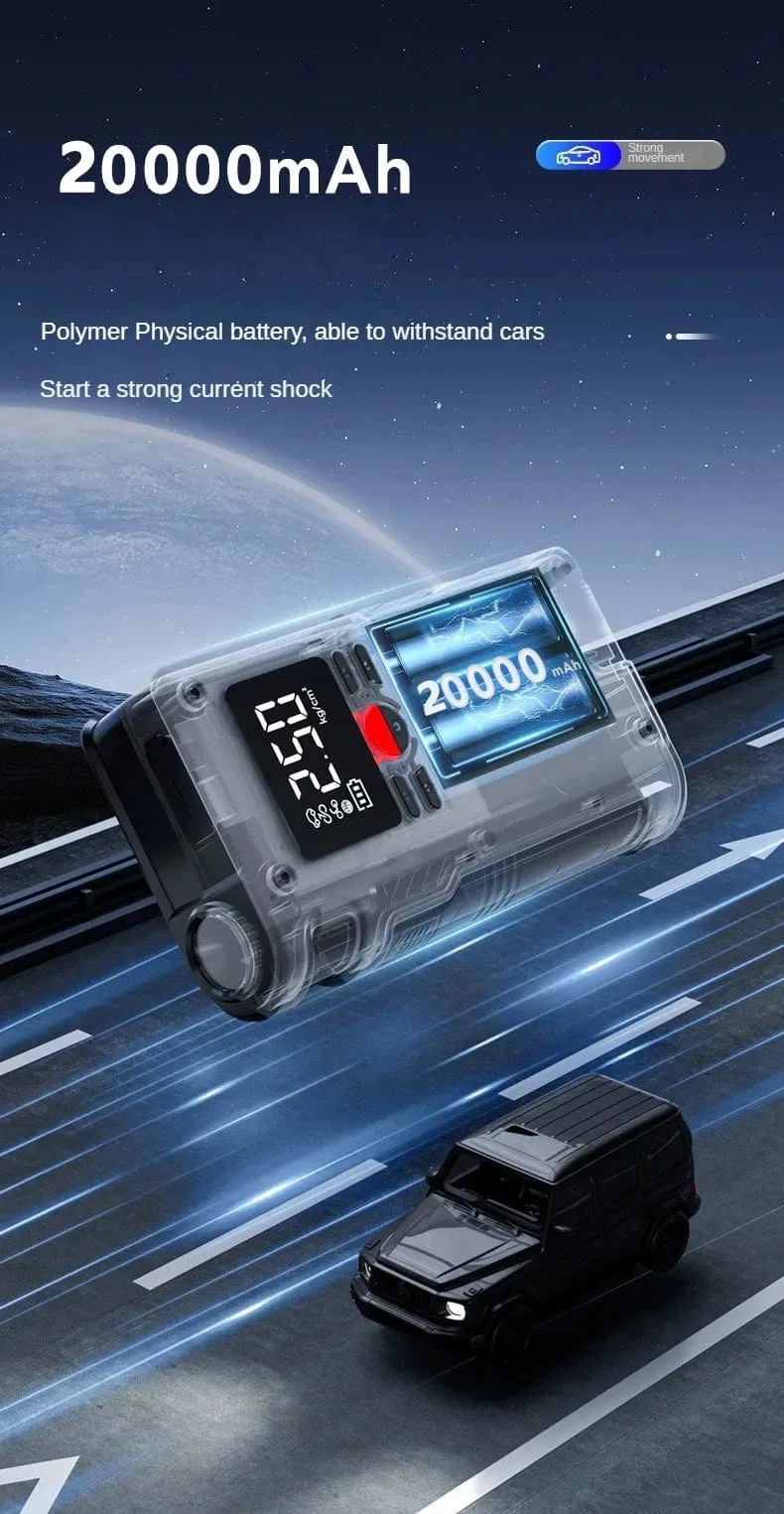 4-in-1-Auto-Starthilfe mit 150-PSI-Luftkompressor, 20000 mAh, tragbares Booster-Ladegerät, 1000 A, leistungsstarkes Startgerät für Autobatterien
