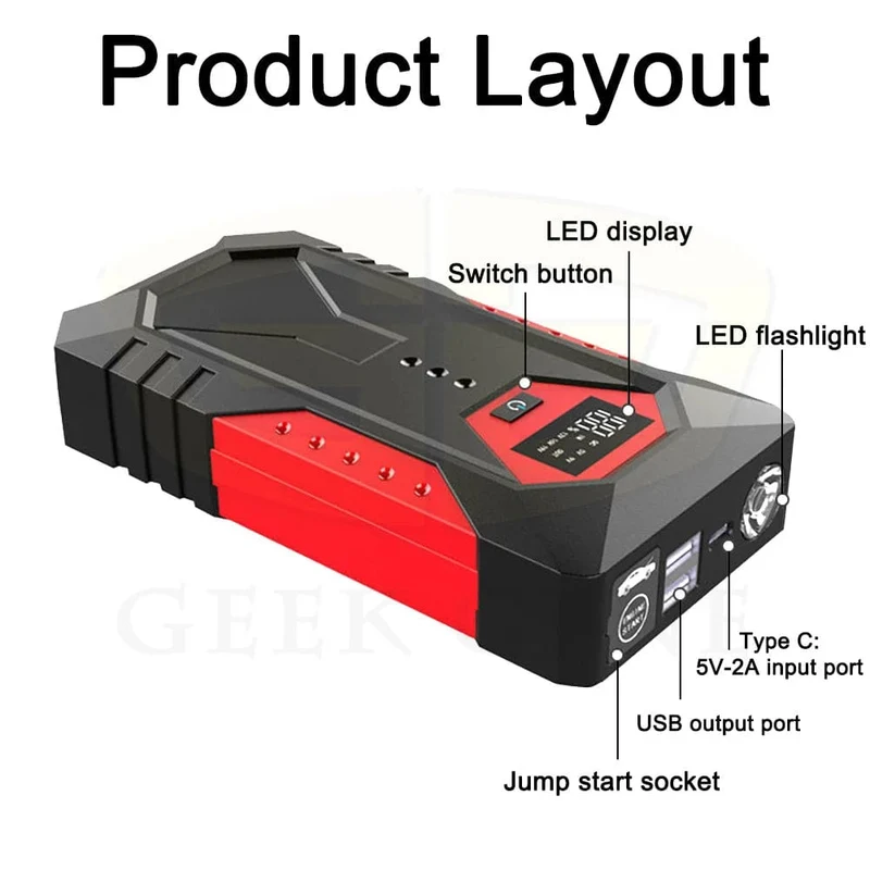 Tragbare Auto-Starthilfe 18000mAh Power Bank Auto Booster Ladegerät 12V Ausgangs Gerät Benzin Diesel Auto Notfall Booster