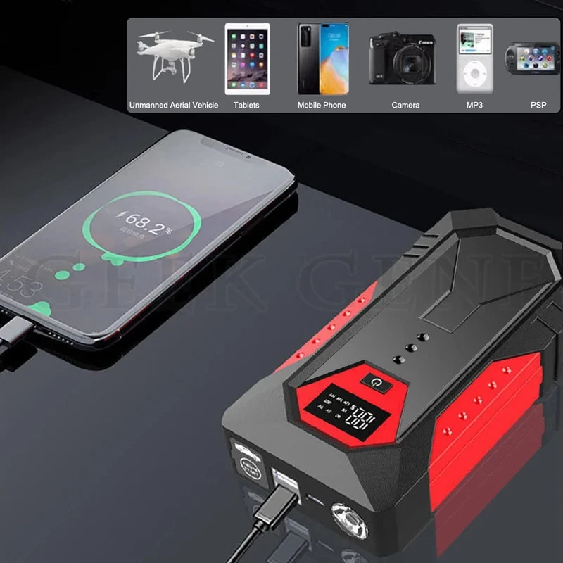 Tragbare Auto-Starthilfe 18000mAh Power Bank Auto Booster Ladegerät 12V Ausgangs Gerät Benzin Diesel Auto Notfall Booster