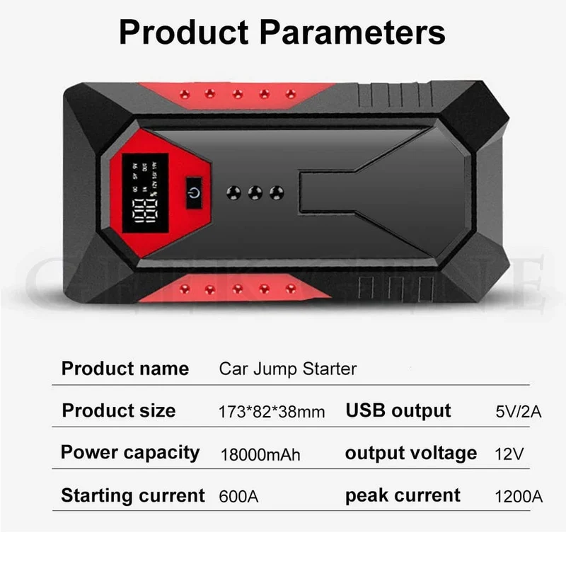Tragbare Auto-Starthilfe 18000mAh Power Bank Auto Booster Ladegerät 12V Ausgangs Gerät Benzin Diesel Auto Notfall Booster