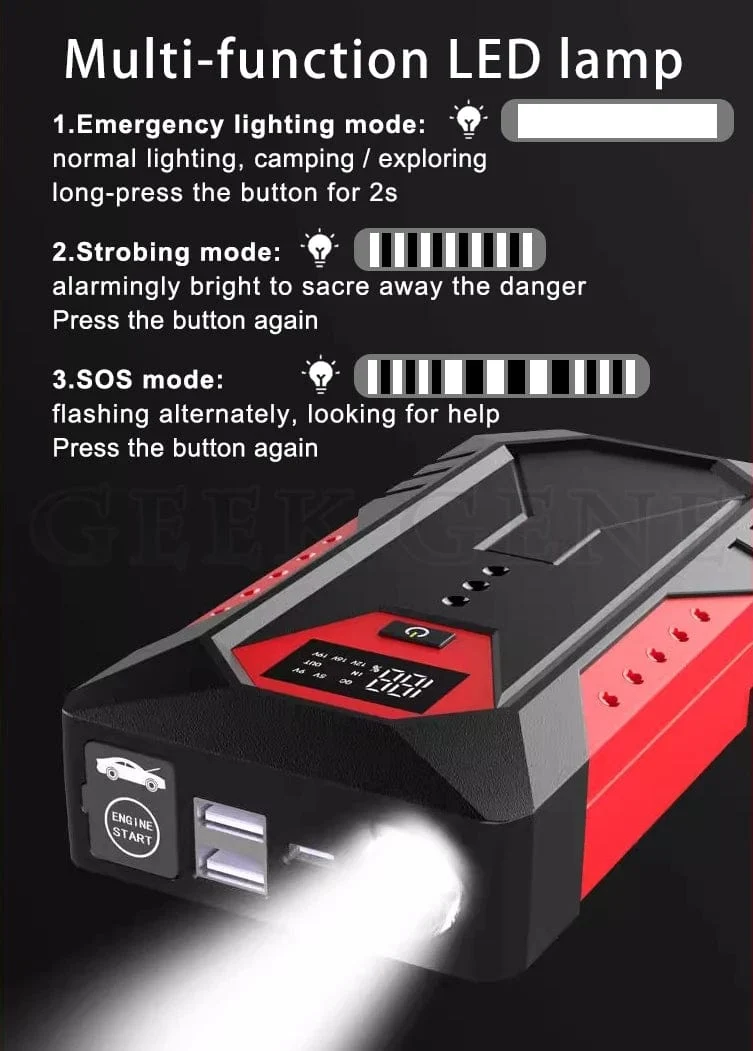 Tragbare Auto-Starthilfe 18000mAh Power Bank Auto Booster Ladegerät 12V Ausgangs Gerät Benzin Diesel Auto Notfall Booster