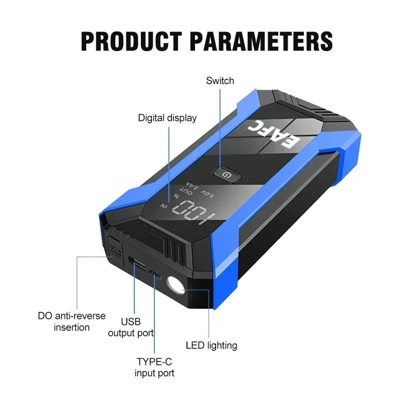 12V Auto Starthilfe 1200A Ausgang Tragbares Notfall-Start-up-Ladegerät Benzinauto Power Bank Booster Batterie Startgerät