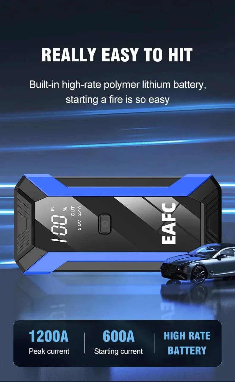 12V Auto Starthilfe 1200A Ausgang Tragbares Notfall-Start-up-Ladegerät Benzinauto Power Bank Booster Batterie Startgerät