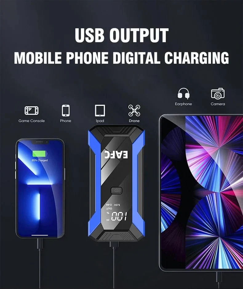 12V Auto Starthilfe 1200A Ausgang Tragbares Notfall-Start-up-Ladegerät Benzinauto Power Bank Booster Batterie Startgerät
