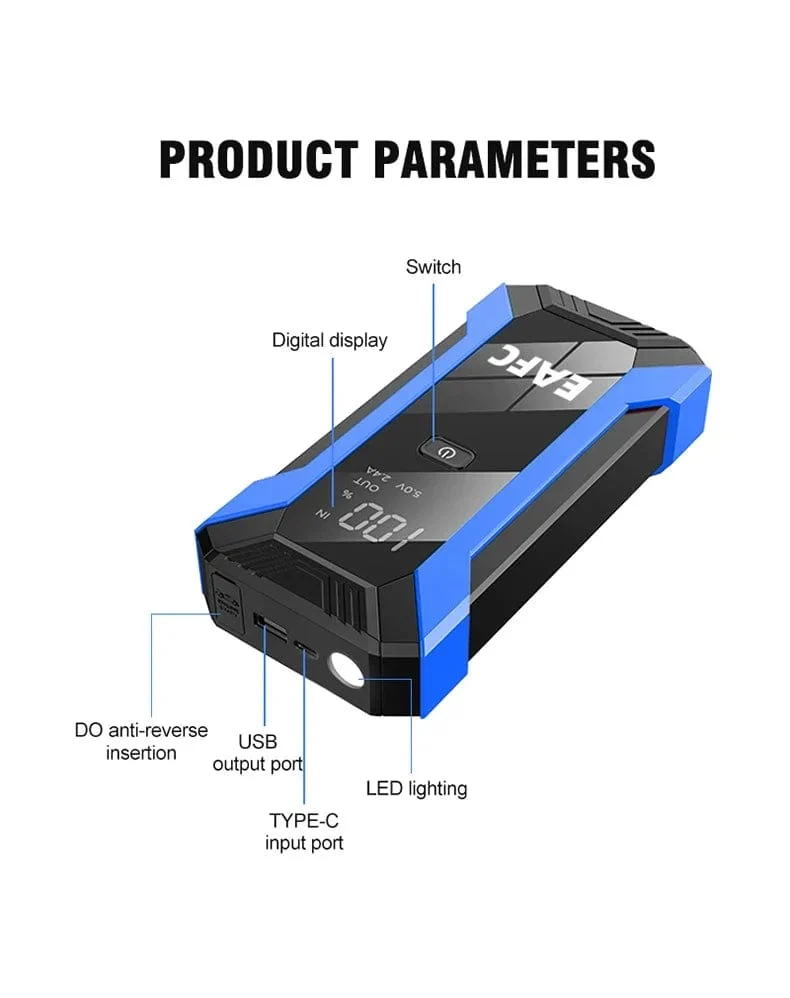 12V Auto Starthilfe 1200A Ausgang Tragbares Notfall-Start-up-Ladegerät Benzinauto Power Bank Booster Batterie Startgerät