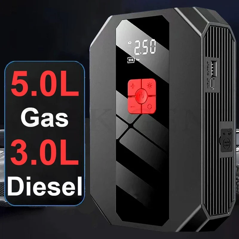 Neu 1200A 26800mAh Auto Starthilfe 4 In 1 Pumpe Luft Kompressor Ausgangs Gerät Power Bank 12V Digitale Reifen inflator 150PSI