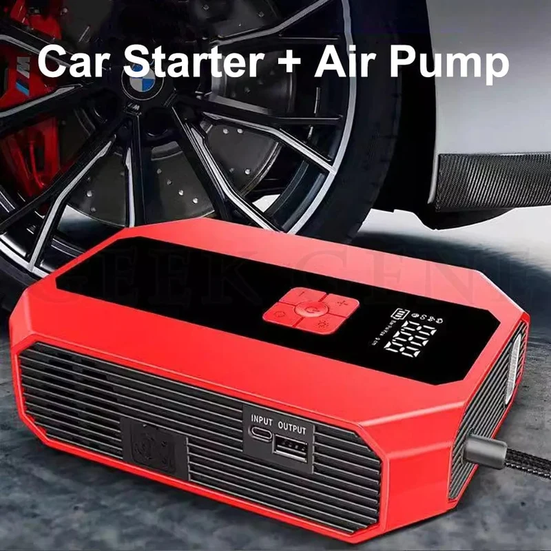 Neu 1200A 26800mAh Auto Starthilfe 4 In 1 Pumpe Luft Kompressor Ausgangs Gerät Power Bank 12V Digitale Reifen inflator 150PSI