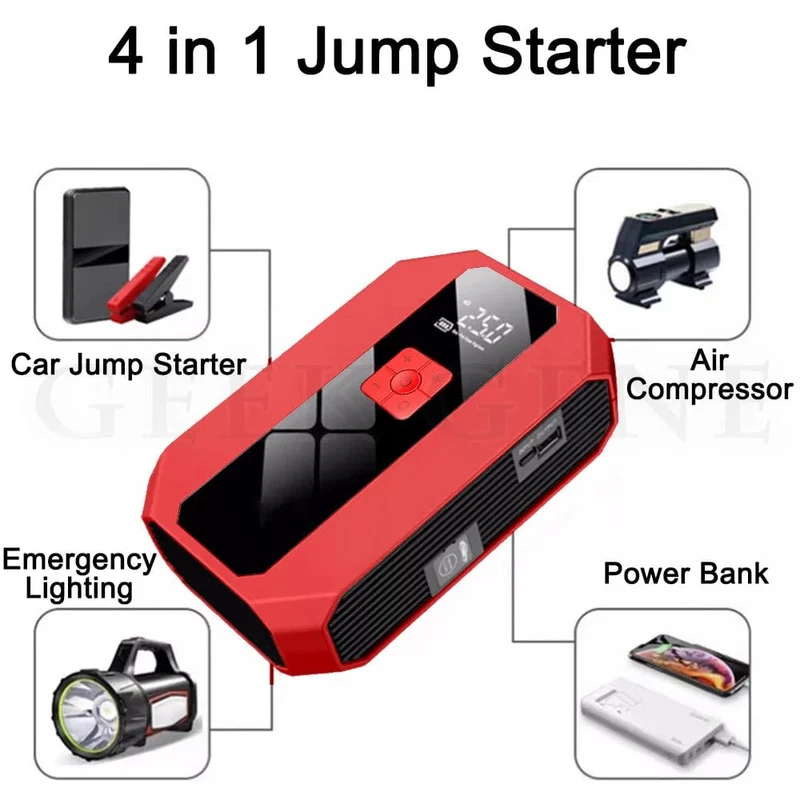 Neu 1200A 26800mAh Auto Starthilfe 4 In 1 Pumpe Luft Kompressor Ausgangs Gerät Power Bank 12V Digitale Reifen inflator 150PSI