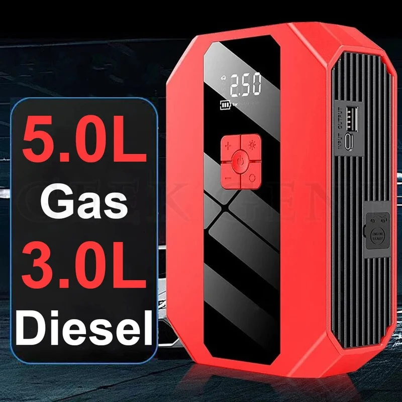 Neu 1200A 26800mAh Auto Starthilfe 4 In 1 Pumpe Luft Kompressor Ausgangs Gerät Power Bank 12V Digitale Reifen inflator 150PSI