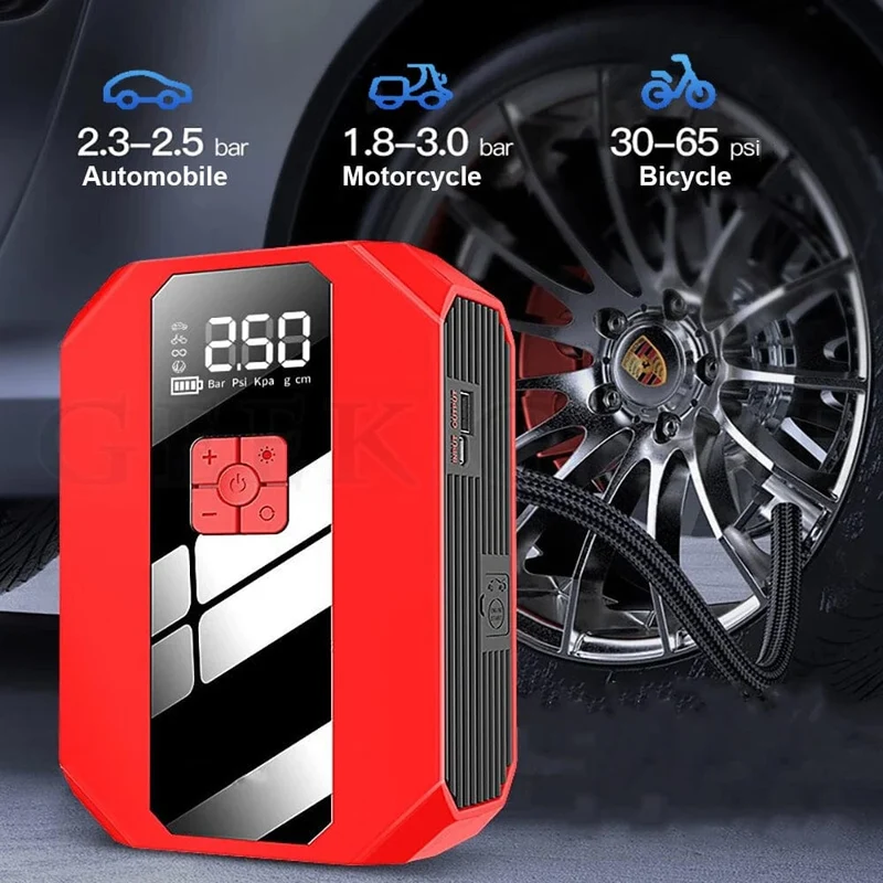 Neu 1200A 26800mAh Auto Starthilfe 4 In 1 Pumpe Luft Kompressor Ausgangs Gerät Power Bank 12V Digitale Reifen inflator 150PSI