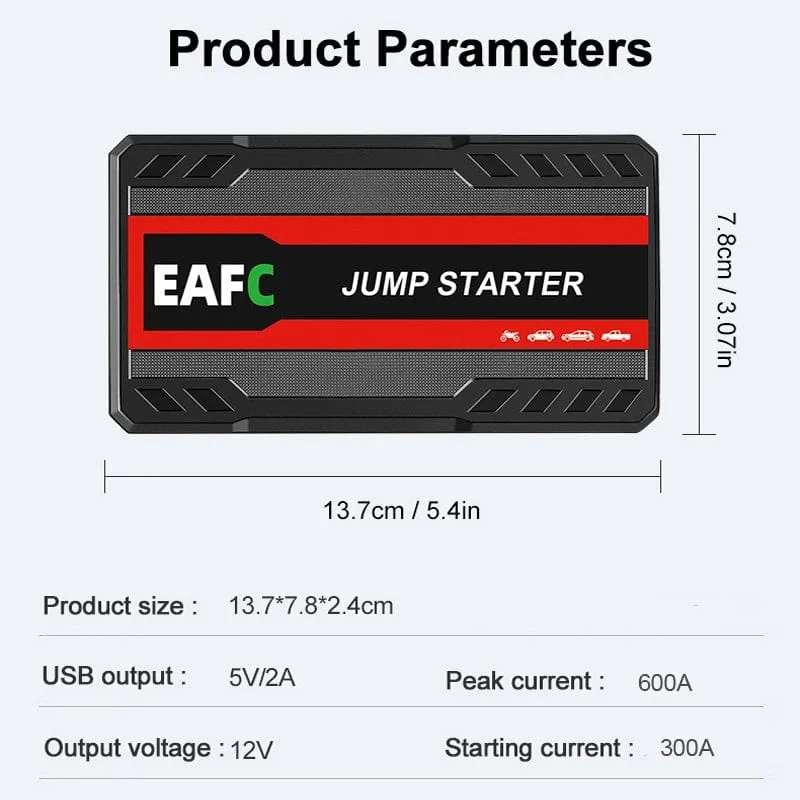 Power Bank 2000A/1200A/600A 12V Autobatterie Starthilfe Tragbares Ladegerät Auto Booster Auto Startgerät Notfallstarter