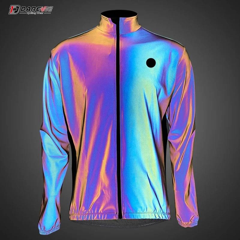 DAREVIE Fahrradjacke Herren Winter Regenbogen Reflektierender Windschutz Herren Winddicht Wasserdicht Fahrradjacke Herren Damen Frühling Herbst
