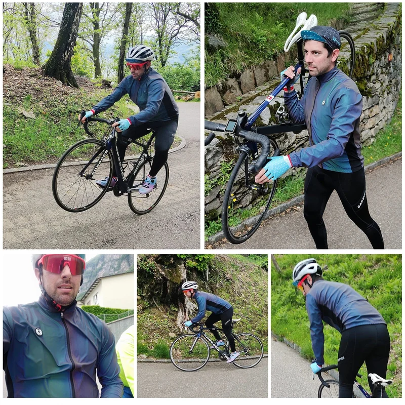 DAREVIE Fahrradjacke Herren Winter Regenbogen Reflektierender Windschutz Herren Winddicht Wasserdicht Fahrradjacke Herren Damen Frühling Herbst