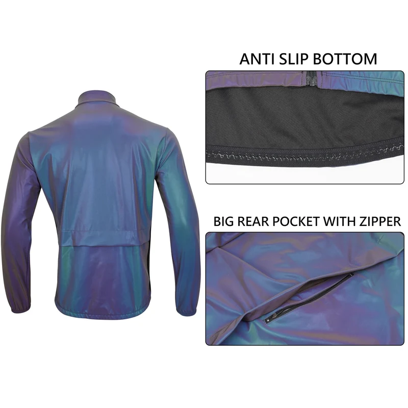 DAREVIE Fahrradjacke Herren Winter Regenbogen Reflektierender Windschutz Herren Winddicht Wasserdicht Fahrradjacke Herren Damen Frühling Herbst