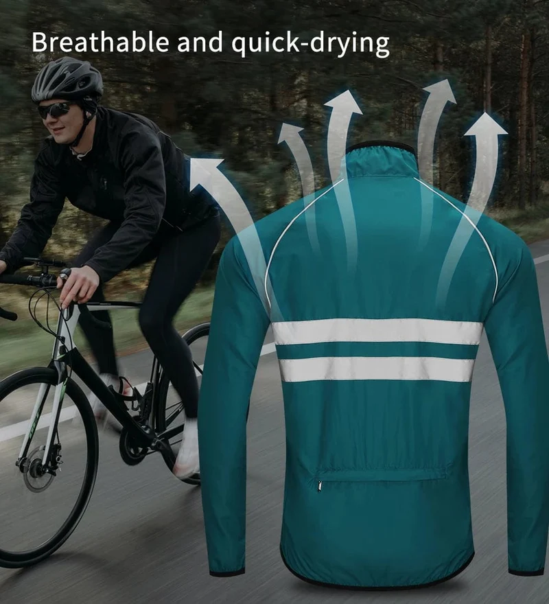WOSAWE Fahrradjacke Herren, winddicht, wasserdicht, reflektierend, ultraleicht, MTB, Mountainbike, Windjacken, Fahrrad-Windjacke
