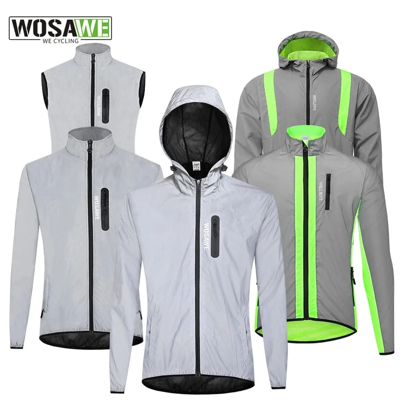 WOSAWE Vollreflektierende Fahrradjacke Herrenmantel Frühling Herbst Fahrrad Windjacke Fahrrad Weiche winddichte wasserdichte Laufjacke