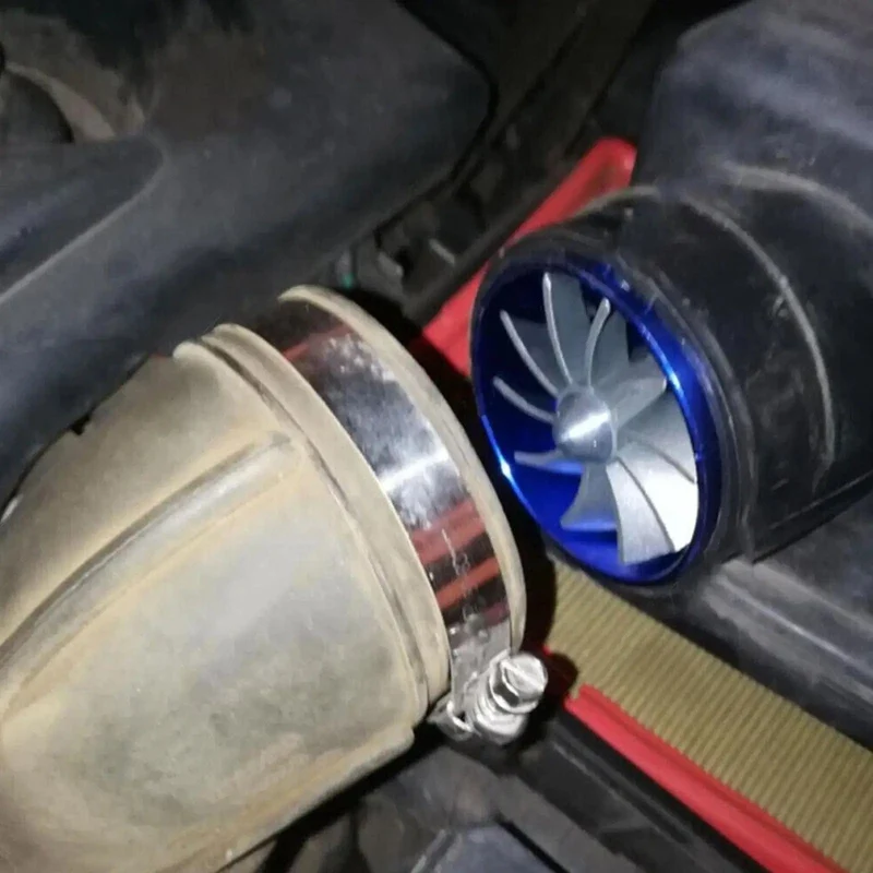Doppel Kompressor Auto Turbo Air Intake Turbine Gas Fuel Saver Fan Turbine mit Einzelnen Propeller 6.4*5cm für air Intake C7S6