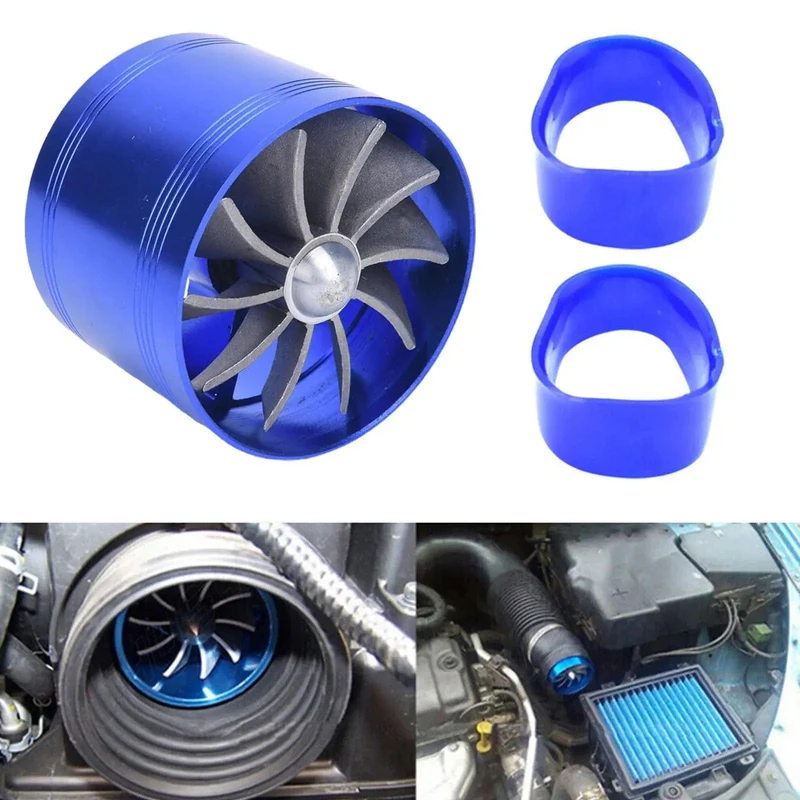 Doppel Kompressor Auto Turbo Air Intake Turbine Gas Fuel Saver Fan Turbine mit Einzelnen Propeller 6.4*5cm für air Intake C7S6