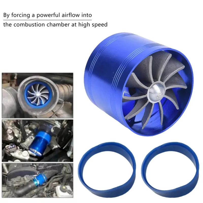 Doppel Kompressor Auto Turbo Air Intake Turbine Gas Fuel Saver Fan Turbine mit Einzelnen Propeller 6.4*5cm für air Intake C7S6
