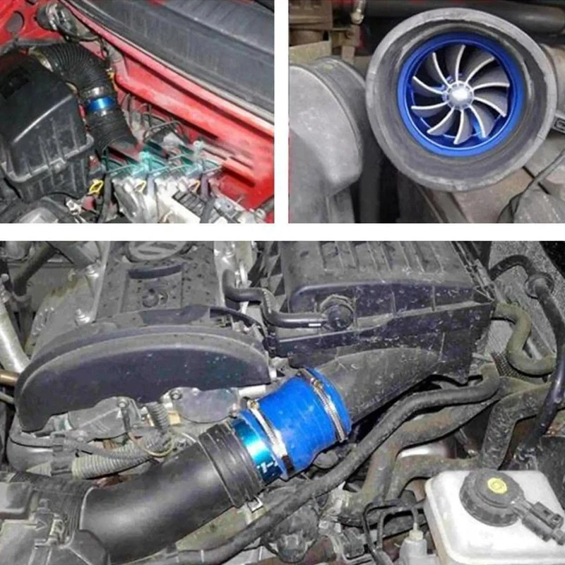 Doppel Kompressor Auto Turbo Air Intake Turbine Gas Fuel Saver Fan Turbine mit Einzelnen Propeller 6.4*5cm für air Intake C7S6