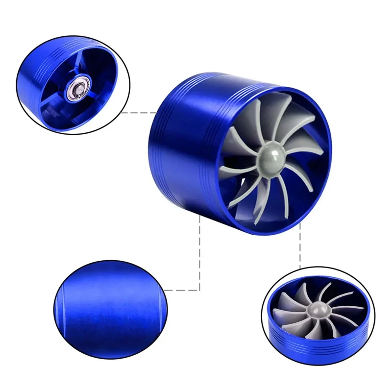 Doppel Kompressor Auto Turbo Air Intake Turbine Gas Fuel Saver Fan Turbine mit Einzelnen Propeller 6.4*5cm für air Intake C7S6