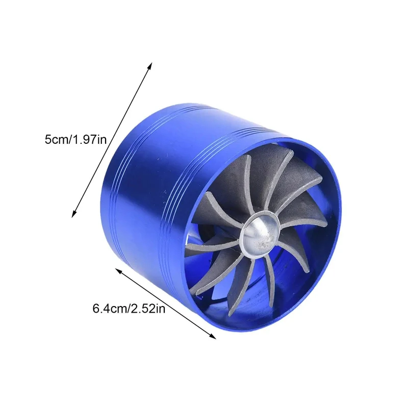 Doppel Kompressor Auto Turbo Air Intake Turbine Gas Fuel Saver Fan Turbine mit Einzelnen Propeller 6.4*5cm für air Intake C7S6