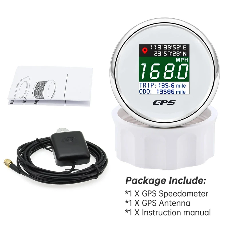 52mm Digitaler GPS Tacho TFT Bildschirm Wasserdichter Kilometerzähler einstellen Mph Knoten Km/h Geschwindigkeitsmesser für Boot Auto Motor Yacht 12V 24V
