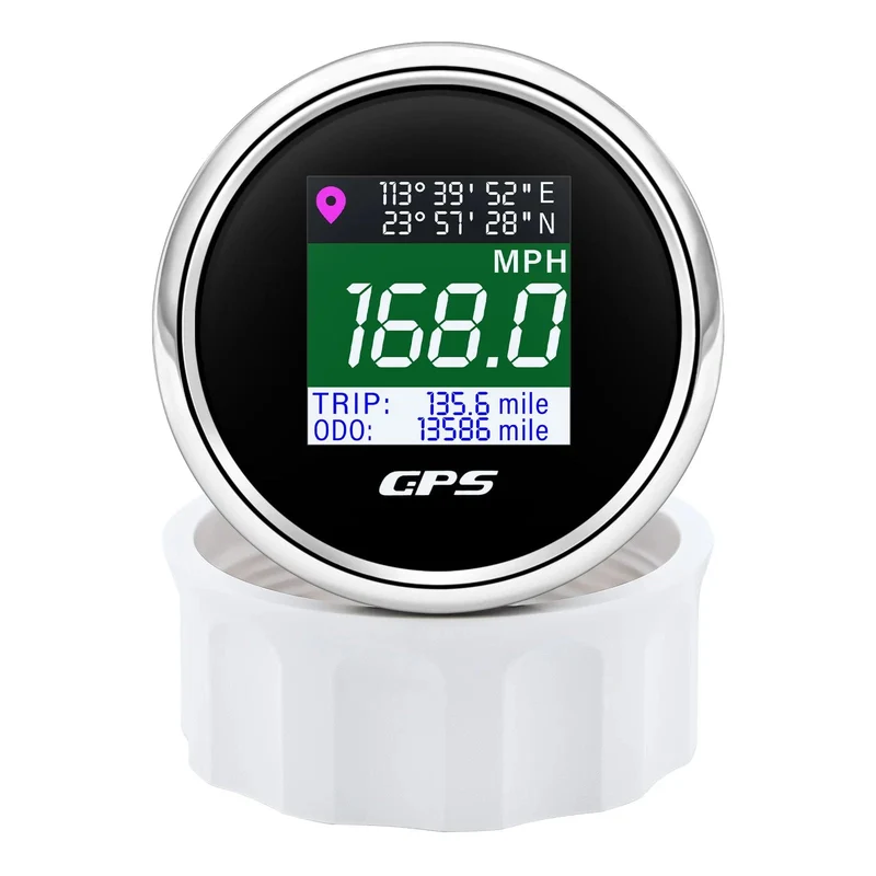 52mm Digitaler GPS Tacho TFT Bildschirm Wasserdichter Kilometerzähler einstellen Mph Knoten Km/h Geschwindigkeitsmesser für Boot Auto Motor Yacht 12V 24V