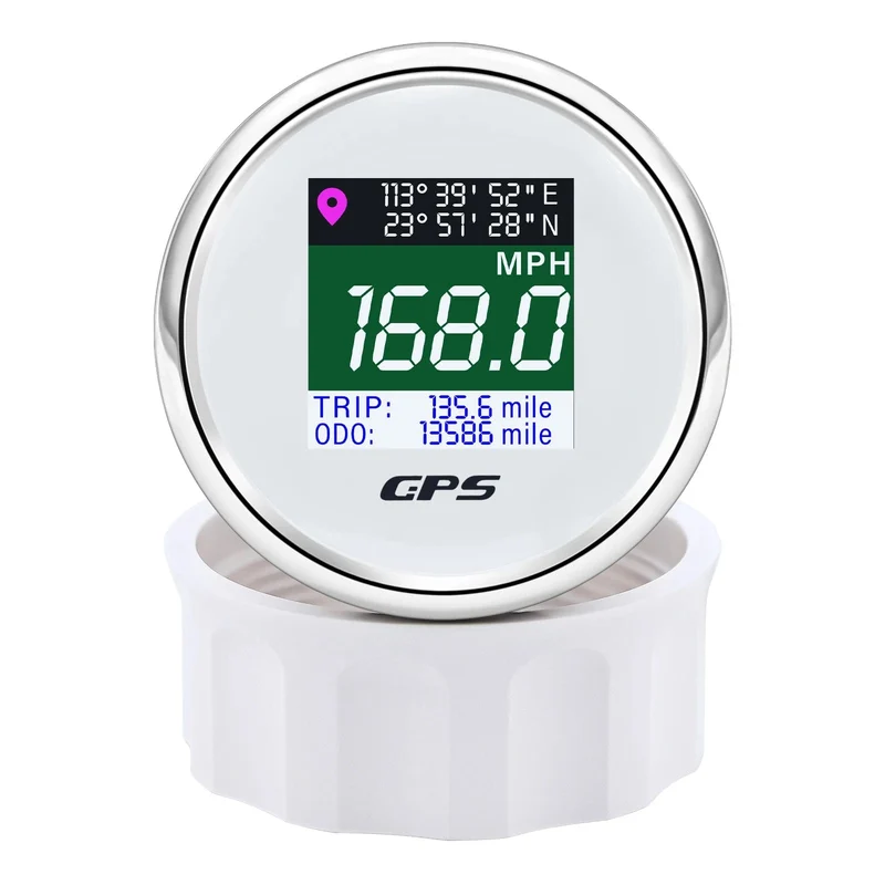 52mm Digitaler GPS Tacho TFT Bildschirm Wasserdichter Kilometerzähler einstellen Mph Knoten Km/h Geschwindigkeitsmesser für Boot Auto Motor Yacht 12V 24V