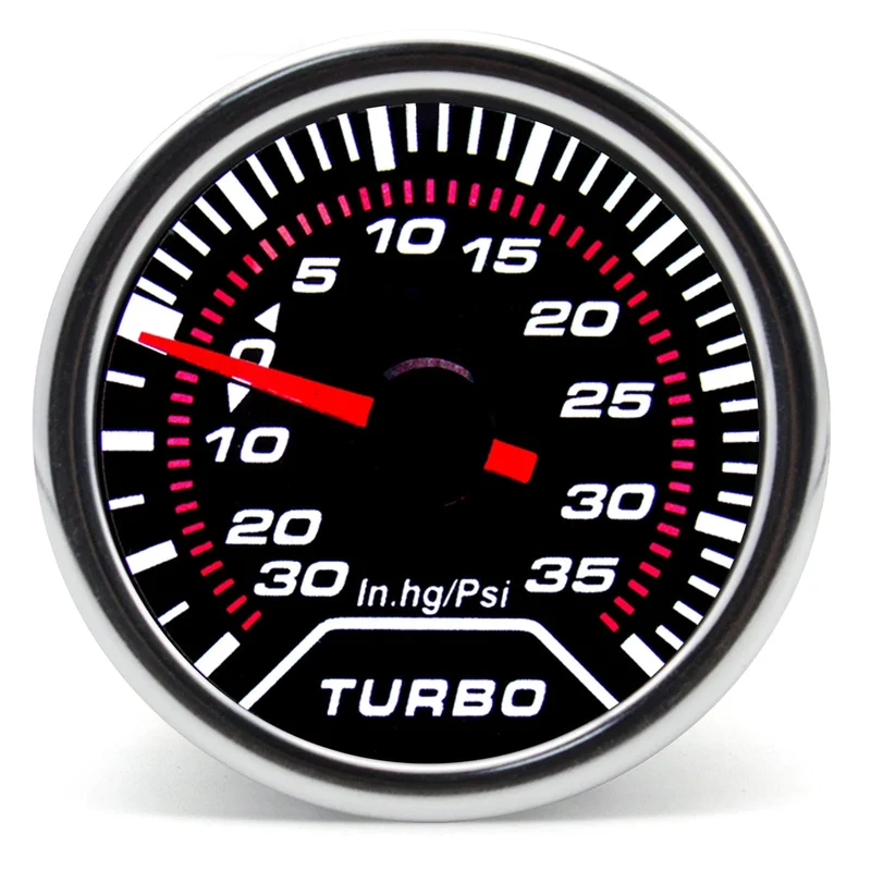2 "52mm Universal 12V LED Smoke Len -1 ~ 0 ~ 2 BAR Turbo Boost Gauge Meter/Turbo Boost Meter mit weißer LED-Hintergrundbeleuchtung für 12V Auto