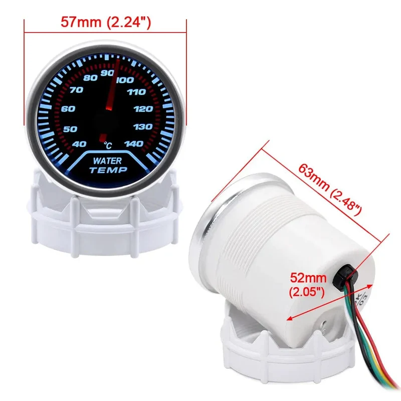 2 "52mm Universal 12V LED Smoke Len -1 ~ 0 ~ 2 BAR Turbo Boost Gauge Meter/Turbo Boost Meter mit weißer LED-Hintergrundbeleuchtung für 12V Auto