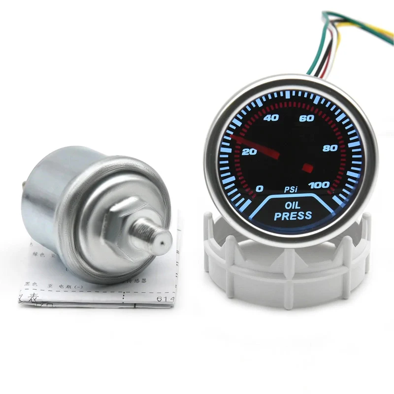 2 "52mm Universal 12V LED Smoke Len -1 ~ 0 ~ 2 BAR Turbo Boost Gauge Meter/Turbo Boost Meter mit weißer LED-Hintergrundbeleuchtung für 12V Auto