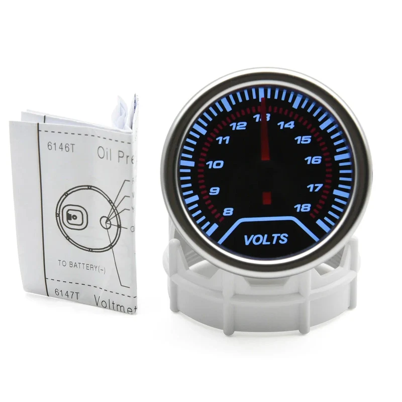 2 "52mm Universal 12V LED Smoke Len -1 ~ 0 ~ 2 BAR Turbo Boost Gauge Meter/Turbo Boost Meter mit weißer LED-Hintergrundbeleuchtung für 12V Auto