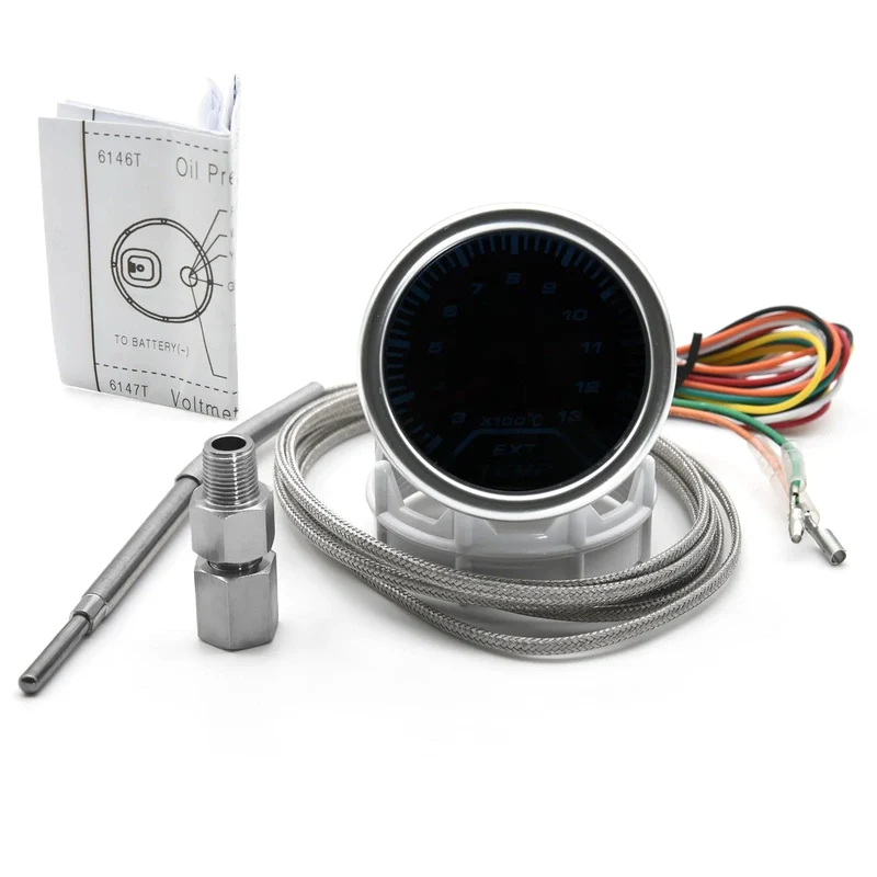 2 "52mm Universal 12V LED Smoke Len -1 ~ 0 ~ 2 BAR Turbo Boost Gauge Meter/Turbo Boost Meter mit weißer LED-Hintergrundbeleuchtung für 12V Auto