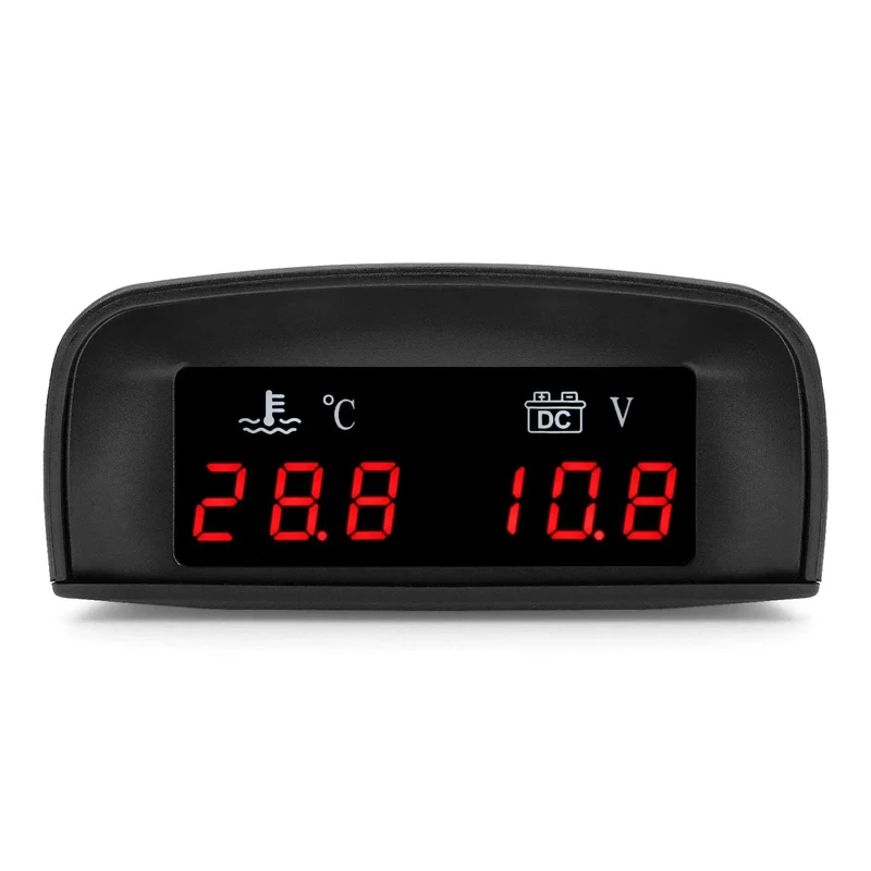 HD Automobil 2-in-1 LCD Instrument Horizontale Celsius Wasser Temperatur Gauge Voltmeter Rot Licht Digital Instrument DC 12V ~ 24V