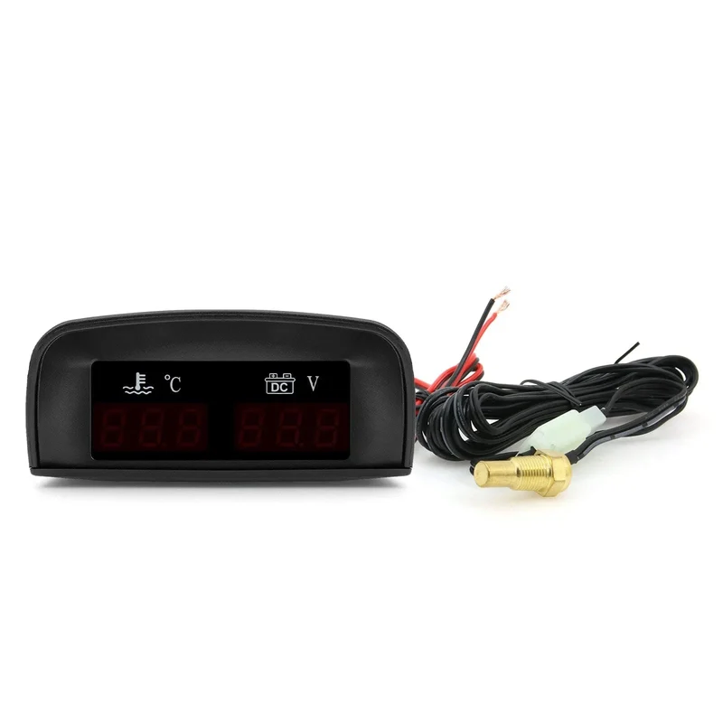 HD Automobil 2-in-1 LCD Instrument Horizontale Celsius Wasser Temperatur Gauge Voltmeter Rot Licht Digital Instrument DC 12V ~ 24V