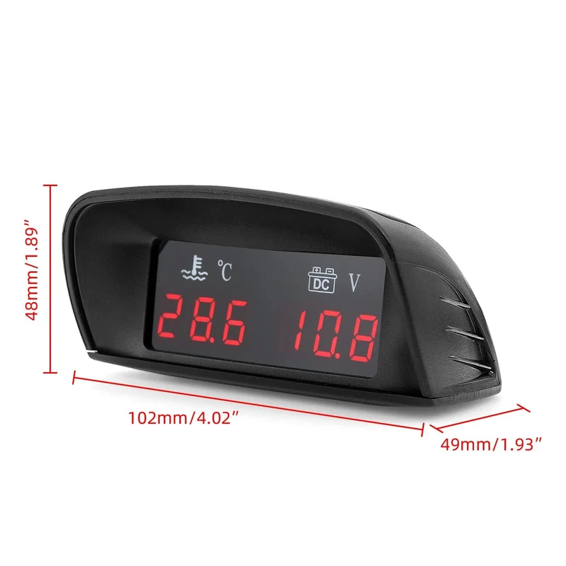 HD Automobil 2-in-1 LCD Instrument Horizontale Celsius Wasser Temperatur Gauge Voltmeter Rot Licht Digital Instrument DC 12V ~ 24V