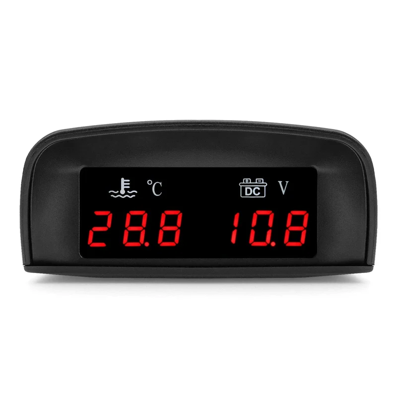 HD Automobil 2-in-1 LCD Instrument Horizontale Celsius Wasser Temperatur Gauge Voltmeter Rot Licht Digital Instrument DC 12V ~ 24V
