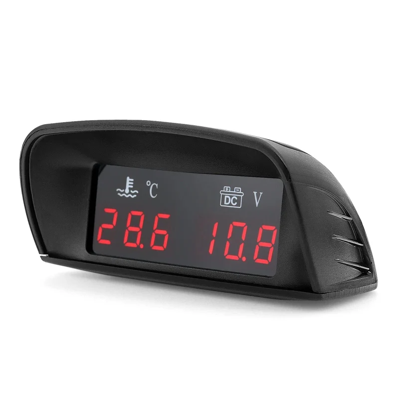 HD Automobil 2-in-1 LCD Instrument Horizontale Celsius Wasser Temperatur Gauge Voltmeter Rot Licht Digital Instrument DC 12V ~ 24V