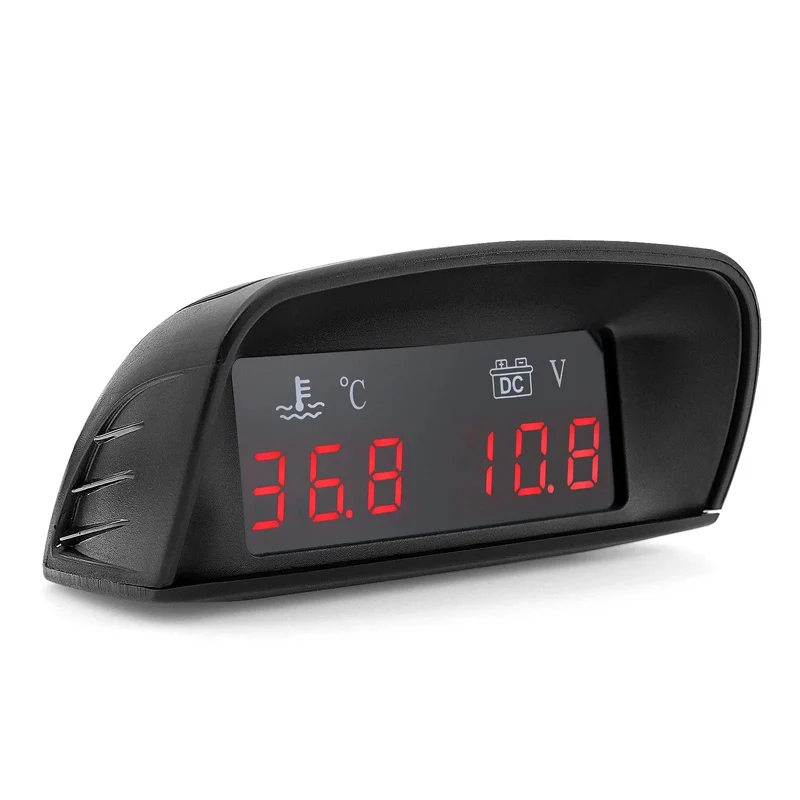 HD Automobil 2-in-1 LCD Instrument Horizontale Celsius Wasser Temperatur Gauge Voltmeter Rot Licht Digital Instrument DC 12V ~ 24V