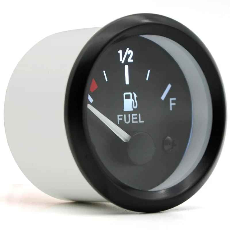 2 "52mm Tankanzeige Auto Meter Weiß LED Licht Schwarz Felge Automotive Messgeräte 12V