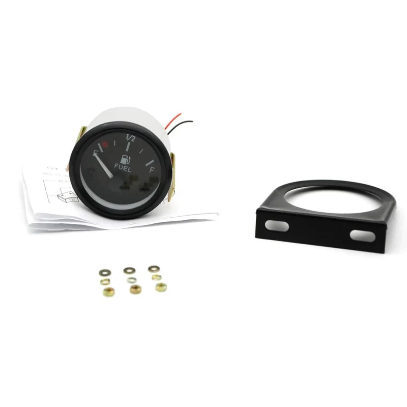 2 "52mm Tankanzeige Auto Meter Weiß LED Licht Schwarz Felge Automotive Messgeräte 12V