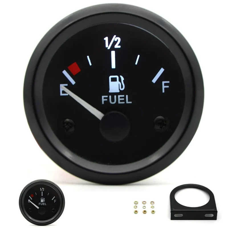 2 "52mm Tankanzeige Auto Meter Weiß LED Licht Schwarz Felge Automotive Messgeräte 12V
