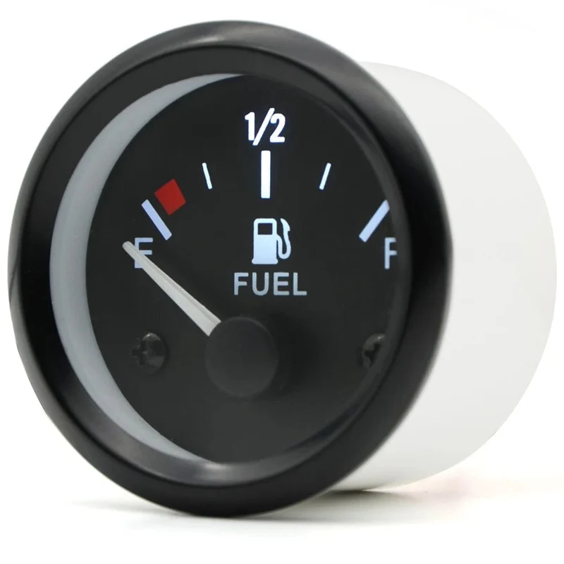 2 "52mm Tankanzeige Auto Meter Weiß LED Licht Schwarz Felge Automotive Messgeräte 12V