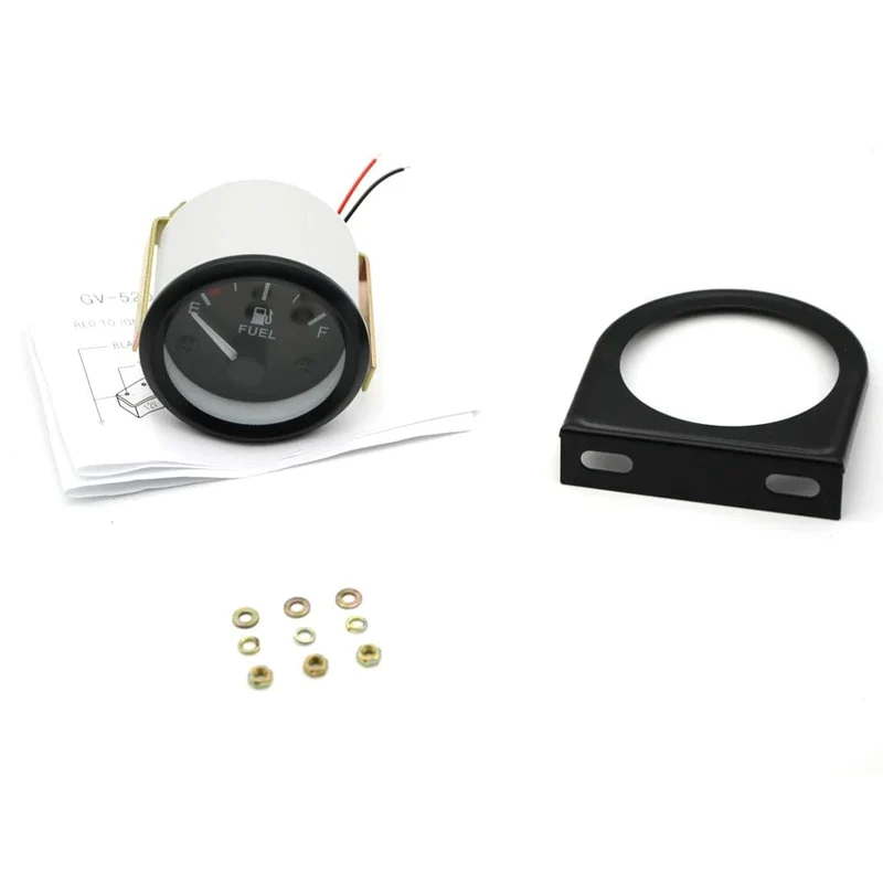 2 "52mm Tankanzeige Auto Meter Weiß LED Licht Schwarz Felge Automotive Messgeräte 12V