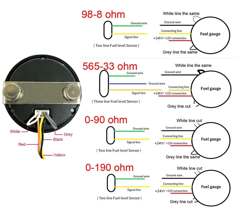 2 "52mm 12V/24V Tankanzeige Auto Motorrad Universal Tankanzeige Elektronische LED Ultradünne Auto Benzine Meter