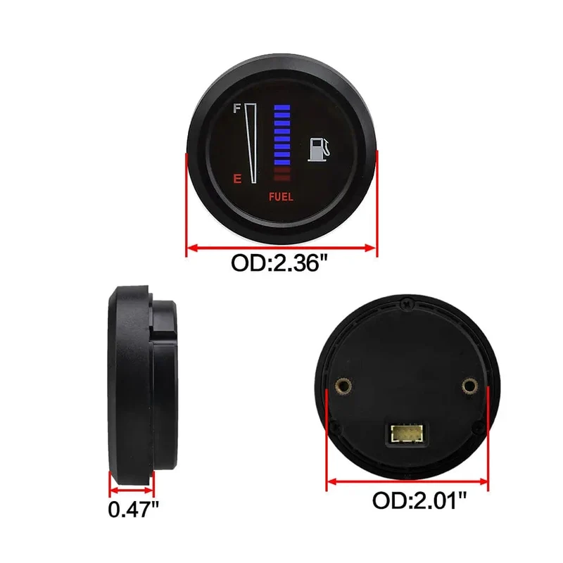 2 "52mm 12V/24V Tankanzeige Auto Motorrad Universal Tankanzeige Elektronische LED Ultradünne Auto Benzine Meter