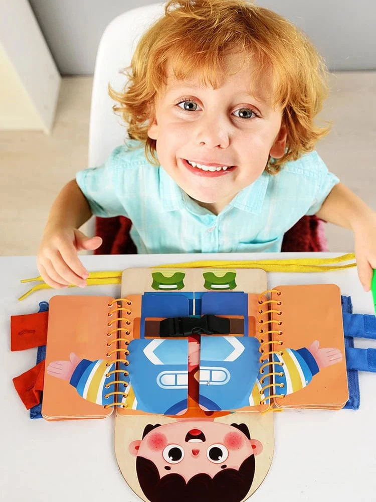 Puzzle-Spielzeug für die Früherziehung von Kindern, Spielzeugbuch zum Trainieren grundlegender Selbstpflegefähigkeiten, Beschäftigungsbrett für Kinder ab 3 Jahren